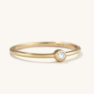 MEJURI • Solo Diamond Ring 14k Solid Gold • Size 6